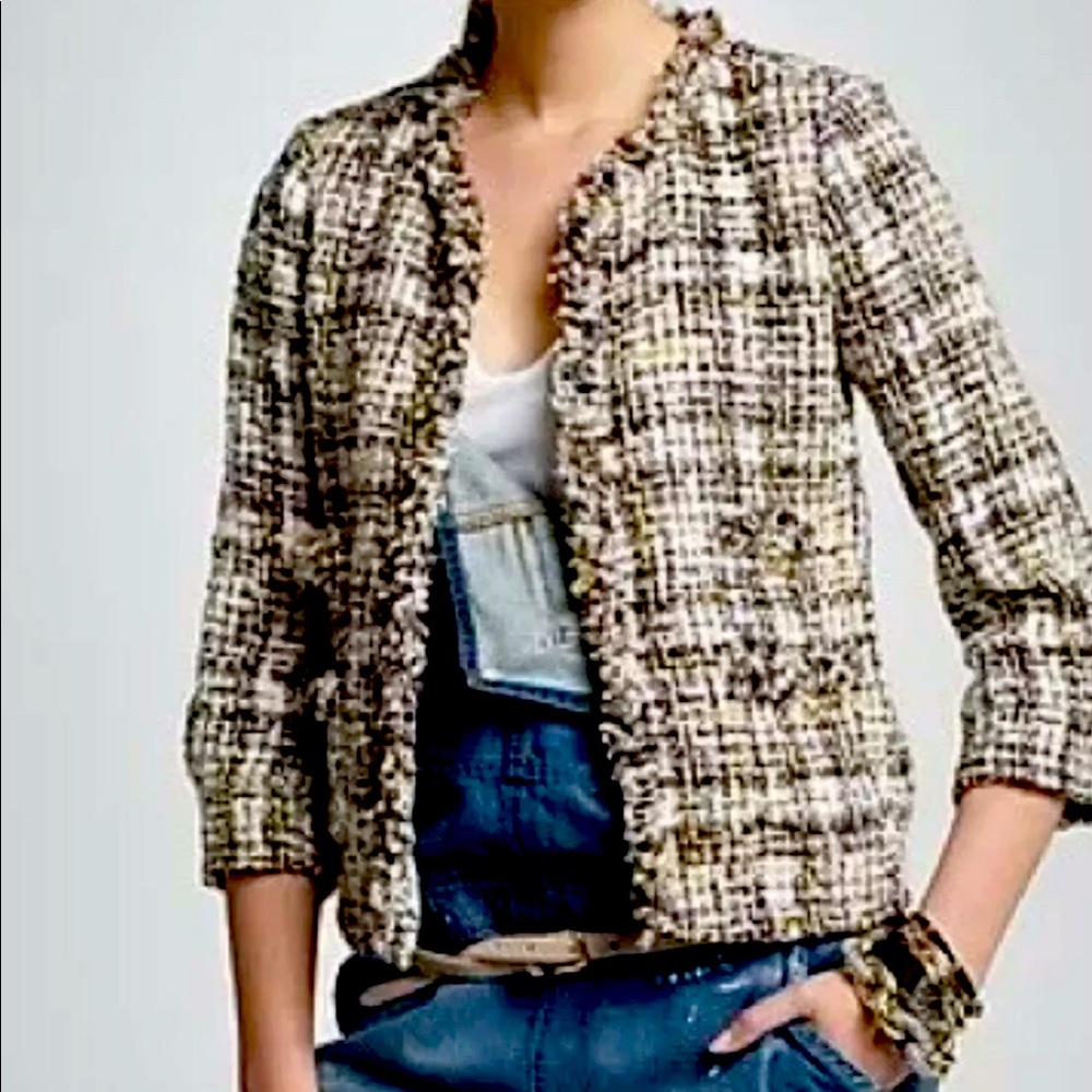 J.Crew Collection Dauphine Tweed fringe Metallic Thread jacket Sz 10